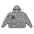 Unisex Leopard Print Waffle Full Zip Hoodie