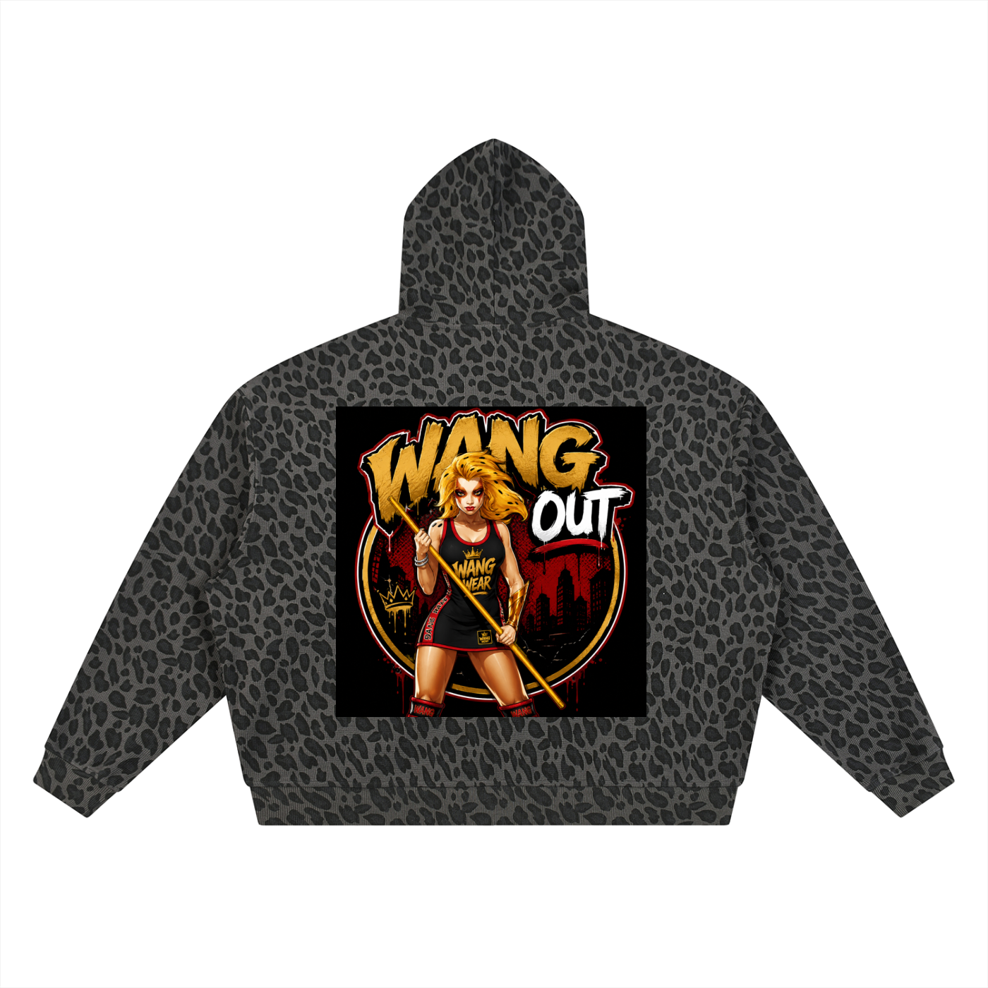 Unisex Leopard Print Waffle Full Zip Hoodie