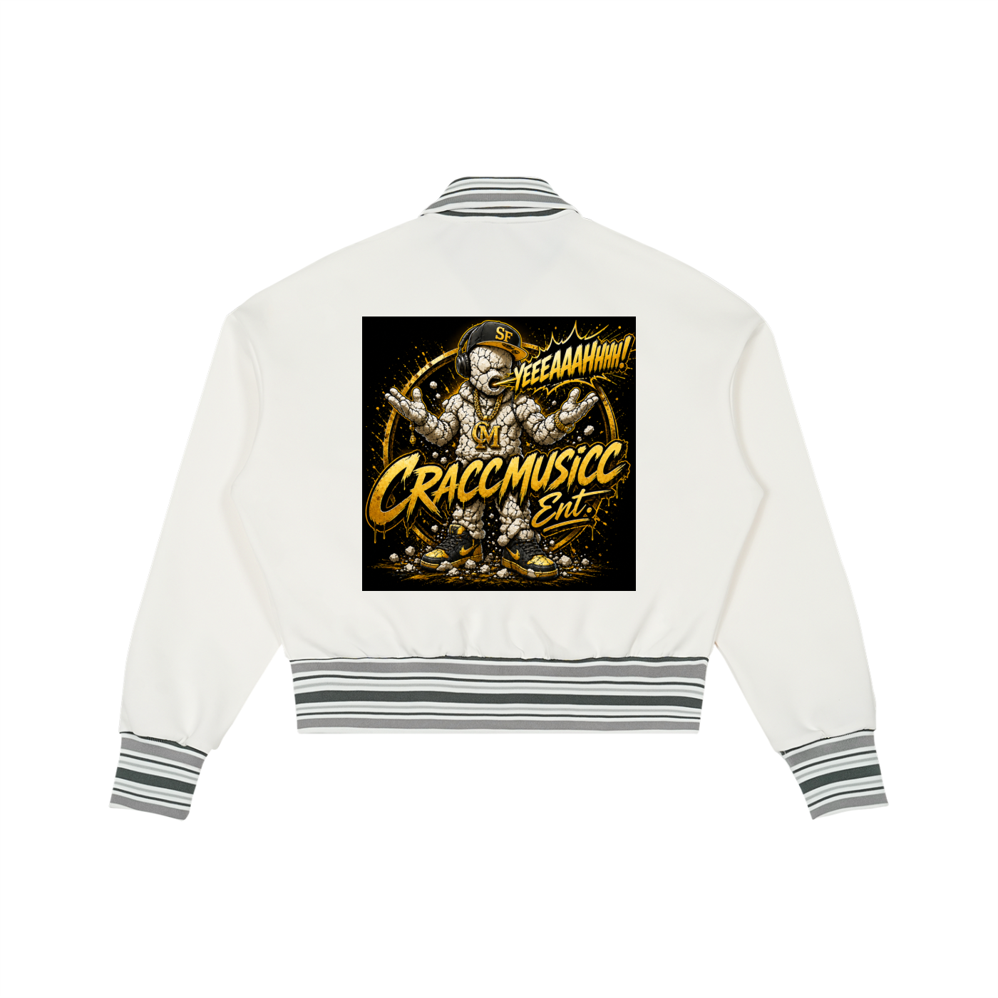 Striped Rib Collar Zip Jacket