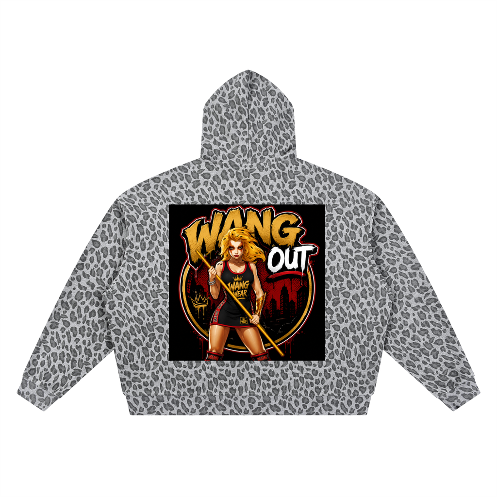 Unisex Leopard Print Waffle Full Zip Hoodie