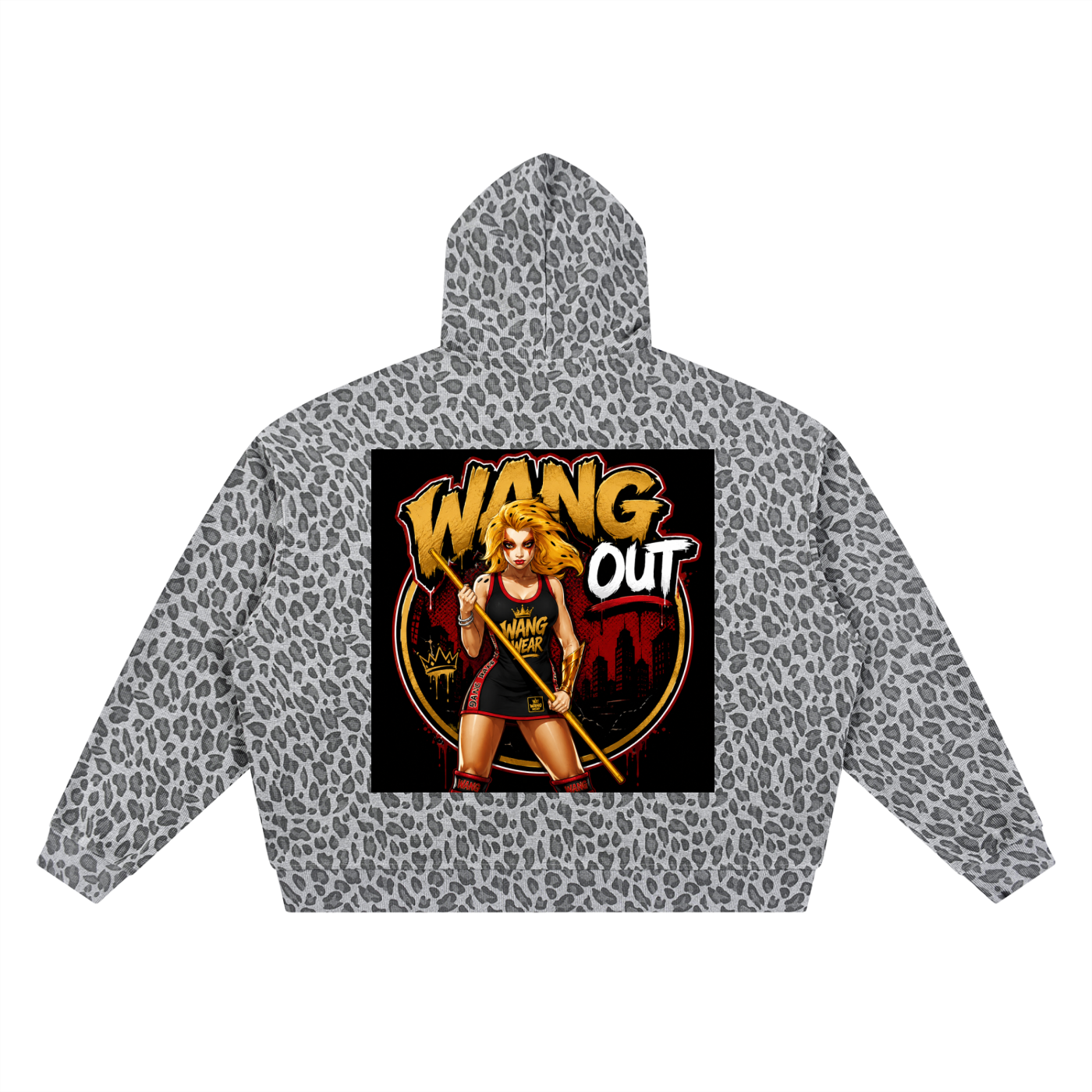Unisex Leopard Print Waffle Full Zip Hoodie