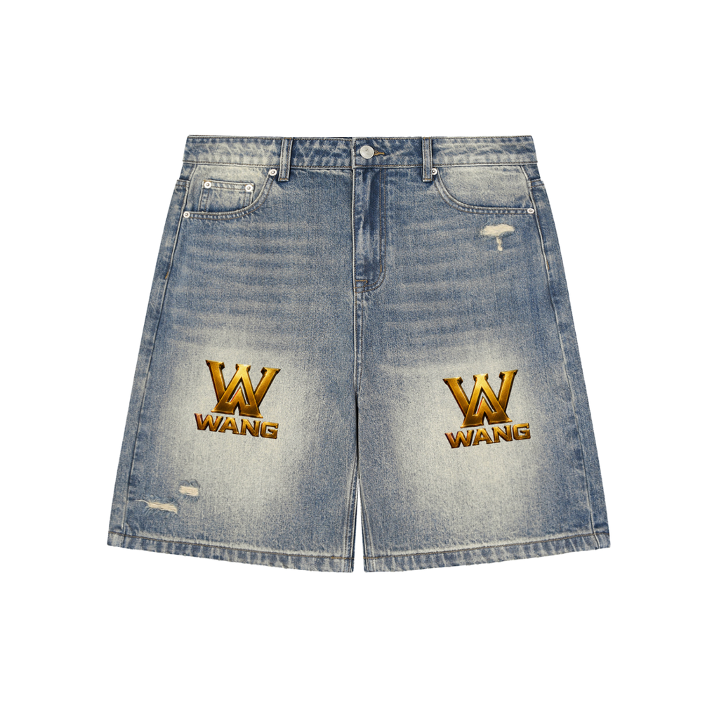 Faded Distressed Baggy Denim Shorts