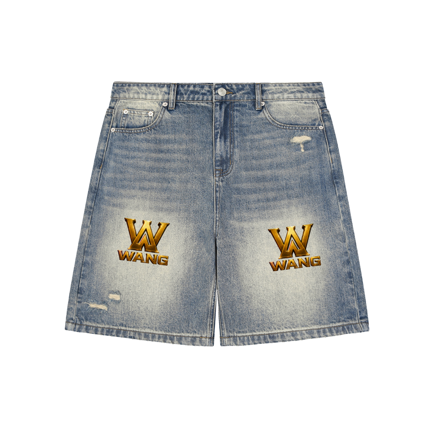Faded Distressed Baggy Denim Shorts