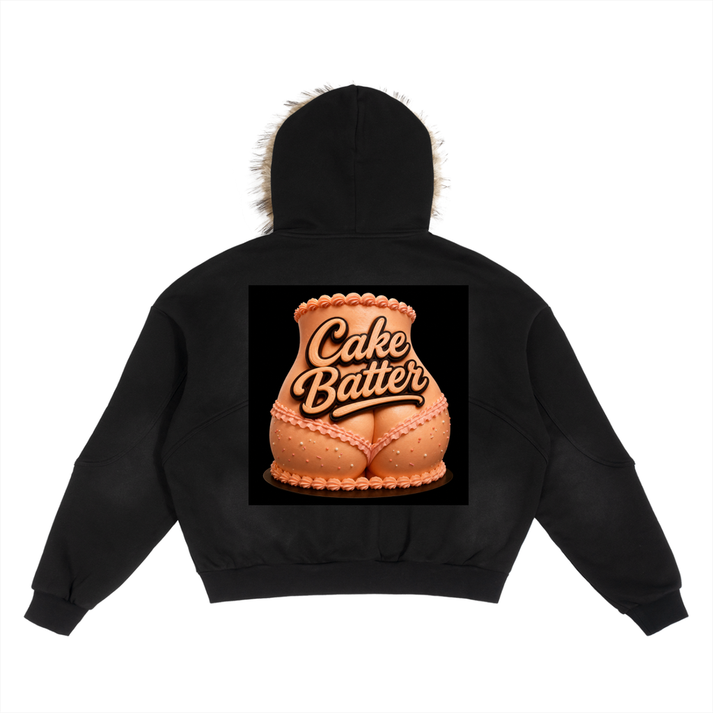 Sun Fade Boxy Detachable Fur Hoodie