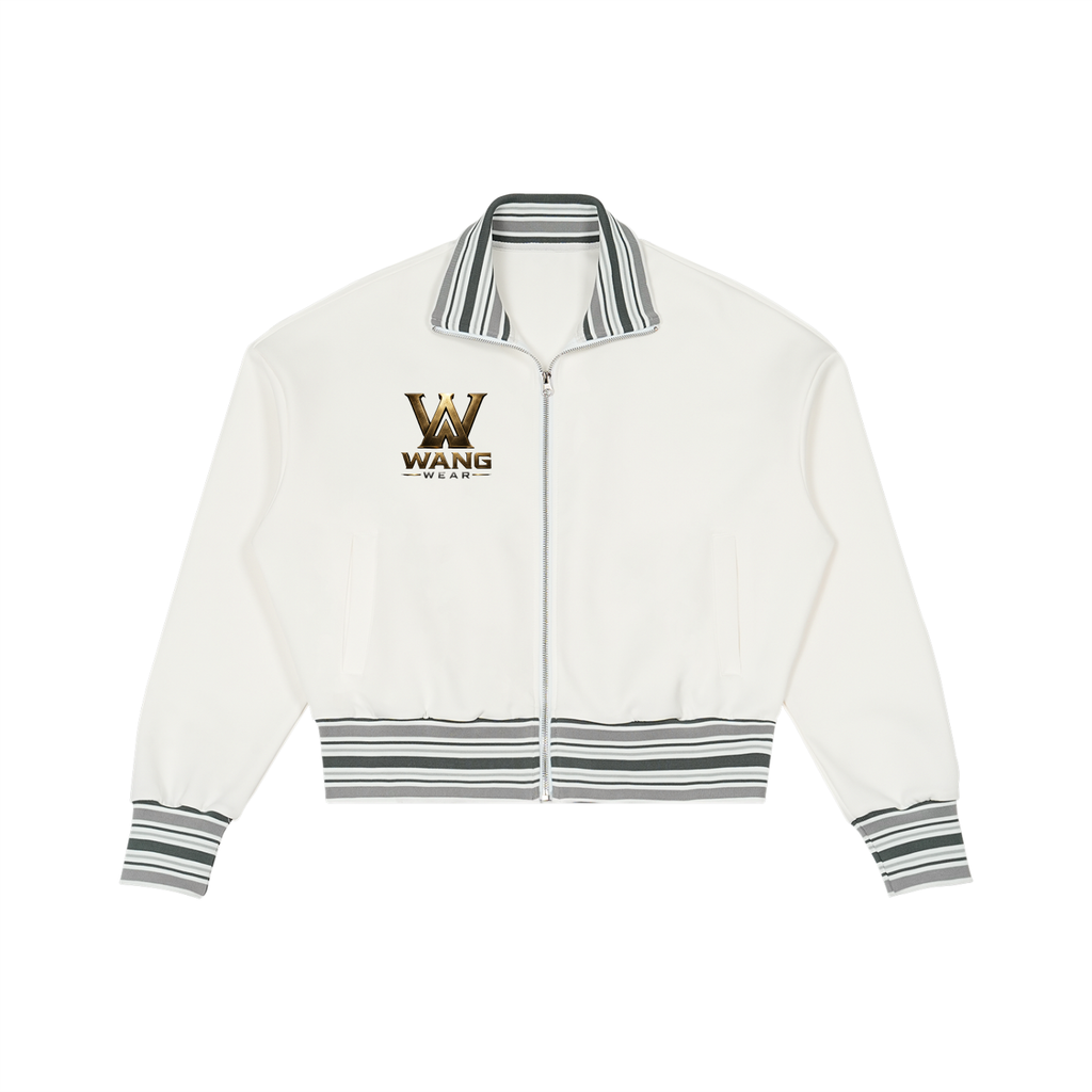 Striped Rib Collar Zip Jacket